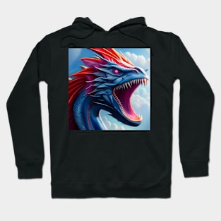 Blue Dragon with Red and Purple Spines Hoodie